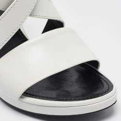 Louis Vuitton White/Brown Monogram Canvas and Leather Ankle Strap Sandals Size 39