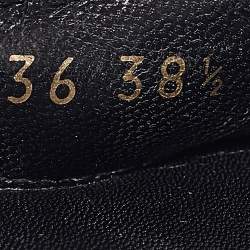 Pre Owned Louis Vuitton Black Patent Leather Studded Fringe Buckle Detail Slide Sandals Size 38.5