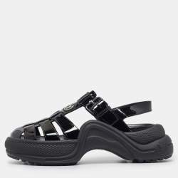Louis Vuitton Black Patent Leather SS Open Toe Casual Sandals Size  38.5