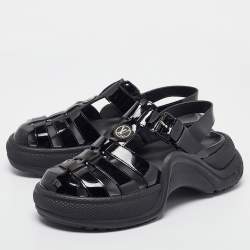 Louis Vuitton Black Patent Leather SS Open Toe Casual Sandals Size  38.5