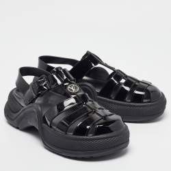 Louis Vuitton Black Patent Leather SS Open Toe Casual Sandals Size  38.5