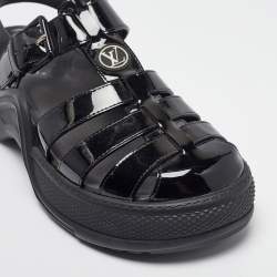 Louis Vuitton Black Patent Leather SS Open Toe Casual Sandals Size  38.5