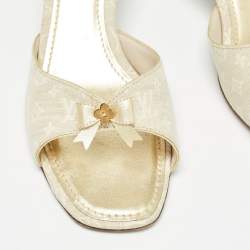 Louis Vuitton Cream Monogram Canvas Bow Mule Sandals Size 39
