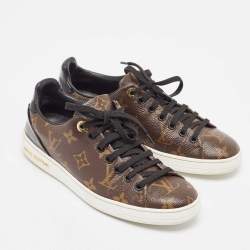 Louis Vuitton Brown/Black Monogram Canvas and Patent Frontrow Sneakers Size 35