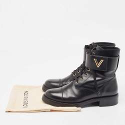 Pre Owned Louis Vuitton Black Leather Wonderland Ranger Boots Size 39