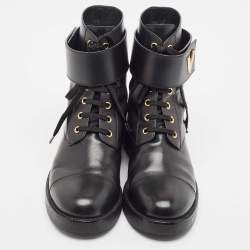 Pre Owned Louis Vuitton Black Leather Wonderland Ranger Boots Size 39