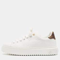 Louis Vuitton White Monogram Debossed Leather Time Out Sneakers Size 38