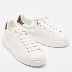 Louis Vuitton White Monogram Debossed Leather Time Out Sneakers Size 38