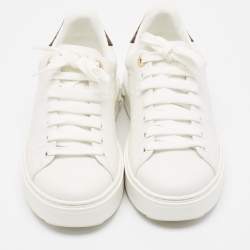 Louis Vuitton White Monogram Debossed Leather Time Out Sneakers Size 38
