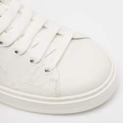 Louis Vuitton White Monogram Debossed Leather Time Out Sneakers Size 38