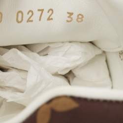 Louis Vuitton White Monogram Debossed Leather Time Out Sneakers Size 38