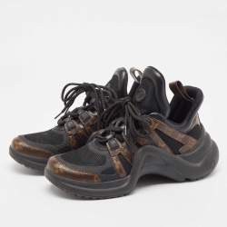 Louis Vuitton Black Mesh and Monogram Canvas Archlight Sneakers Size 41