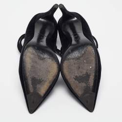 Pre Owned Louis Vuitton Black Velvet Pointed Toe Pumps Size 38