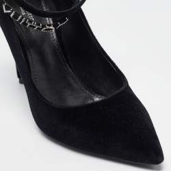 Pre Owned Louis Vuitton Black Velvet Pointed Toe Pumps Size 38