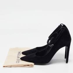 Pre Owned Louis Vuitton Black Velvet Pointed Toe Pumps Size 38