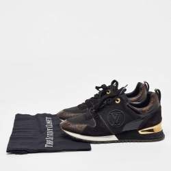 Louis Vuitton Black/Brown Monogram Canvas and Mesh Run Away Low Top Sneakers Size 37