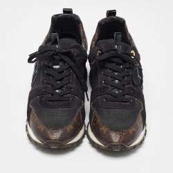 Louis Vuitton Black/Brown Monogram Canvas and Mesh Run Away Low Top Sneakers Size 37