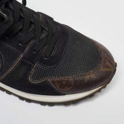 Louis Vuitton Black/Brown Monogram Canvas and Mesh Run Away Low Top Sneakers Size 37