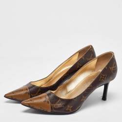 Louis Vuitton Brown/Beige Monogram Coated Canvas Heart Breaker Pointed Toe Pumps Size 37