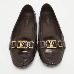 Louis Vuitton Burgundy Patent Leather Oxford Flats Size 37