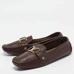 Pre Owned Louis Vuitton Brown Leather Oxford Loafers Size 38