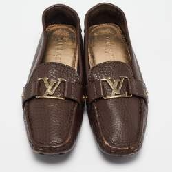 Pre Owned Louis Vuitton Brown Leather Oxford Loafers Size 38