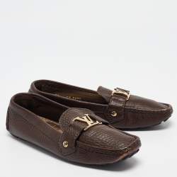 Pre Owned Louis Vuitton Brown Leather Oxford Loafers Size 38