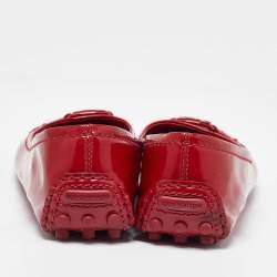 Pre Owned Louis Vuitton Red Patent Leather Oxford Ballet Flats Size 38
