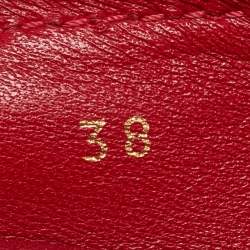 Pre Owned Louis Vuitton Red Patent Leather Oxford Ballet Flats Size 38