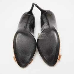 مملوكة مسبقًا Louis Vuitton Black/Beige Patent Leather Fiance Bow Round Toe Pumps Size 37