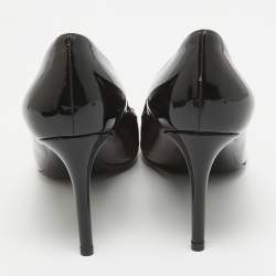 مملوكة مسبقًا Louis Vuitton Black/Beige Patent Leather Fiance Bow Round Toe Pumps Size 37