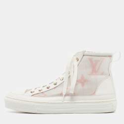 Louis Vuitton White Leather Mesh and Leather Stellar Sneakers Size 37.5