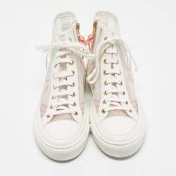 Louis Vuitton White Leather Mesh and Leather Stellar Sneakers Size 37.5