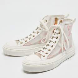 Louis Vuitton White Leather Mesh and Leather Stellar Sneakers Size 37.5