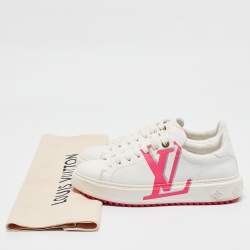 Louis Vuitton White/Pink Leather Time Out Low Top Sneakers Size 39