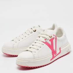 Louis Vuitton White/Pink Leather Time Out Low Top Sneakers Size 39