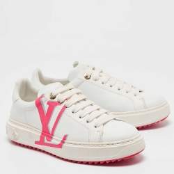 Louis Vuitton White/Pink Leather Time Out Low Top Sneakers Size 39