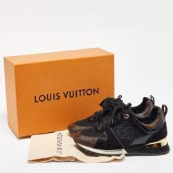 Louis Vuitton Black/Brown Monogram Canvas and Mesh Run Away Low Top Sneakers Size 37