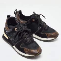 Louis Vuitton Black/Brown Monogram Canvas and Mesh Run Away Low Top Sneakers Size 37