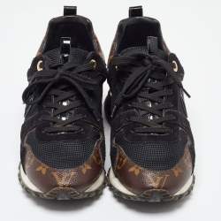 Louis Vuitton Black/Brown Monogram Canvas and Mesh Run Away Low Top Sneakers Size 37