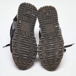 Louis Vuitton Black/Brown Monogram Canvas and Mesh Run Away Low Top Sneakers Size 37