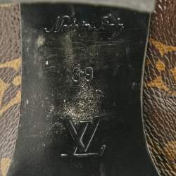 Louis Vuitton Black/Brown Coated Canvas and Leather Star Trail Block Heel Ankle Boots Size 39