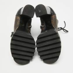 Louis Vuitton Black/Brown Coated Canvas and Leather Star Trail Block Heel Ankle Boots Size 39