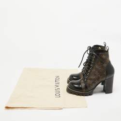 Louis Vuitton Black/Brown Coated Canvas and Leather Star Trail Block Heel Ankle Boots Size 39