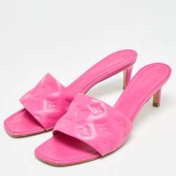 Louis Vuitton Pink Monogram Leather Revival Open Toe Slide Sandals Size 41