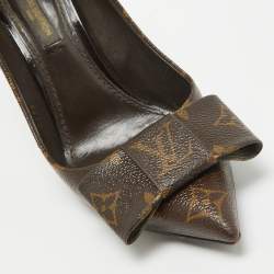 مملوكة مسبقًا Louis Vuitton Brown Monogram Canvas Louise Bow Pointed Toe Pumps Size 36.5