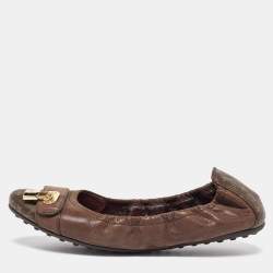 Louis Vuitton Brown Nubuck and Monogram Canvas Lucky Ballet Flats Size 39