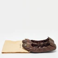 Louis Vuitton Brown Nubuck and Monogram Canvas Lucky Ballet Flats Size 39