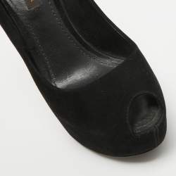 Louis Vuitton Black Suede Oh Really! Peep Toe Pumps Size 36