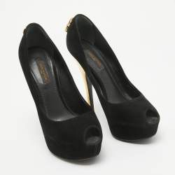 Louis Vuitton Black Suede Oh Really! Peep Toe Pumps Size 36